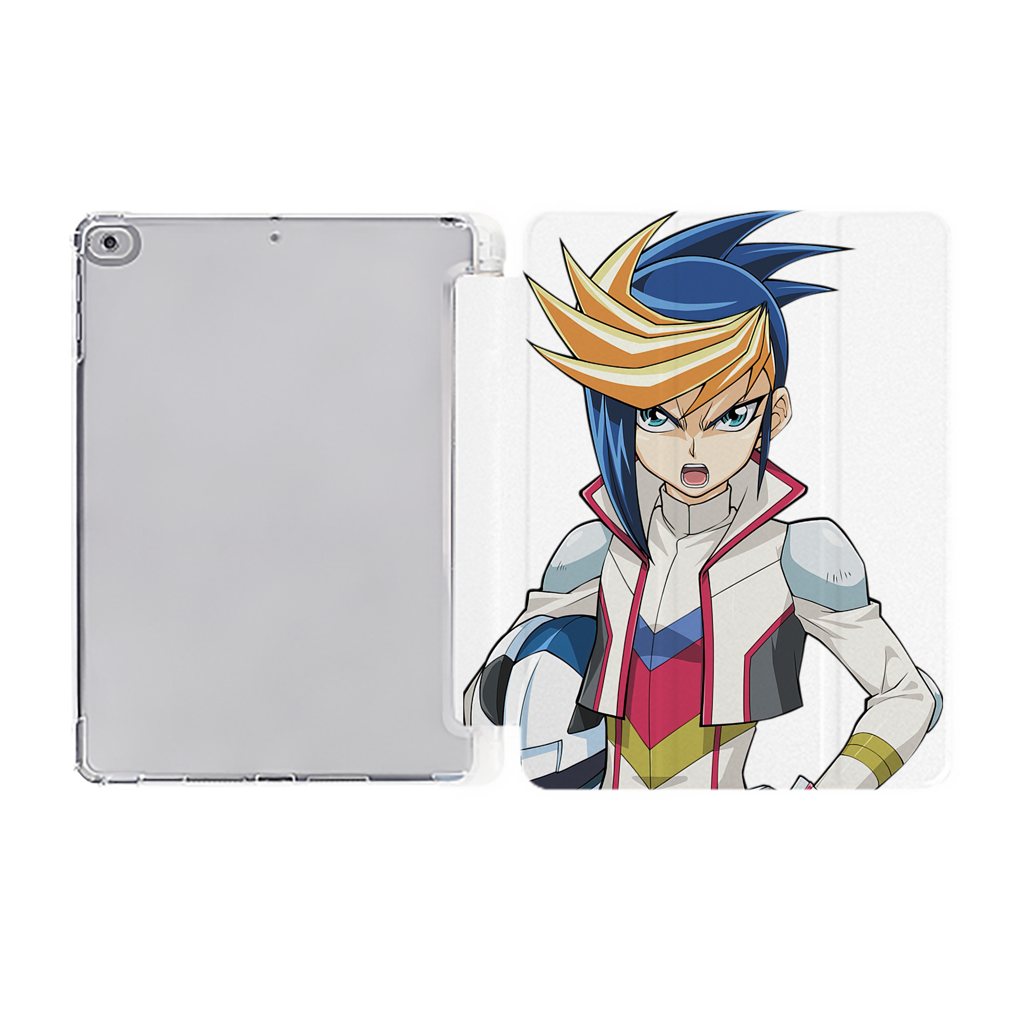 （画像用） 遊☆戯☆王 Yu-Gi-Oh! IPad ケース ペン収納付き 三つ折りスタンド PUレザー×シリコン 対応機種9.5/10.5/10.9インチ